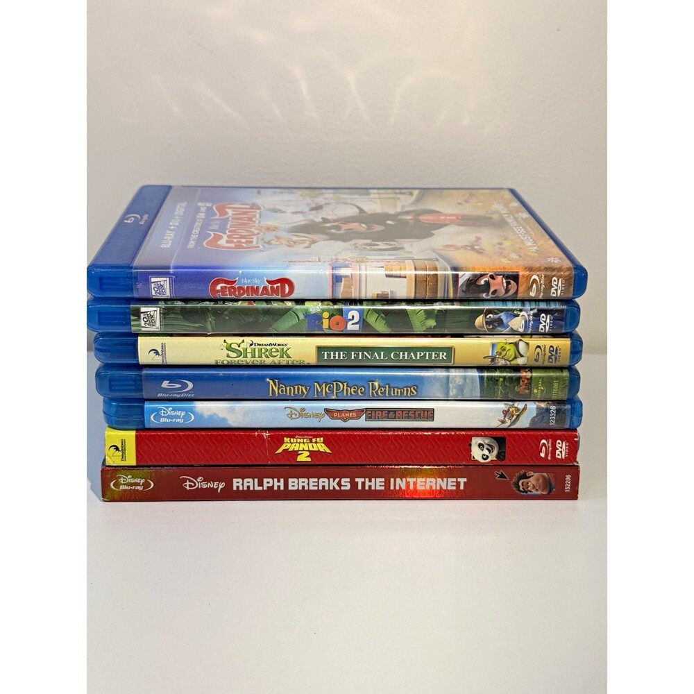 Lot of 7 Kids Movies Blu-ray DVD Disney DreamWorks Shrek Rio Kung Fu Panda